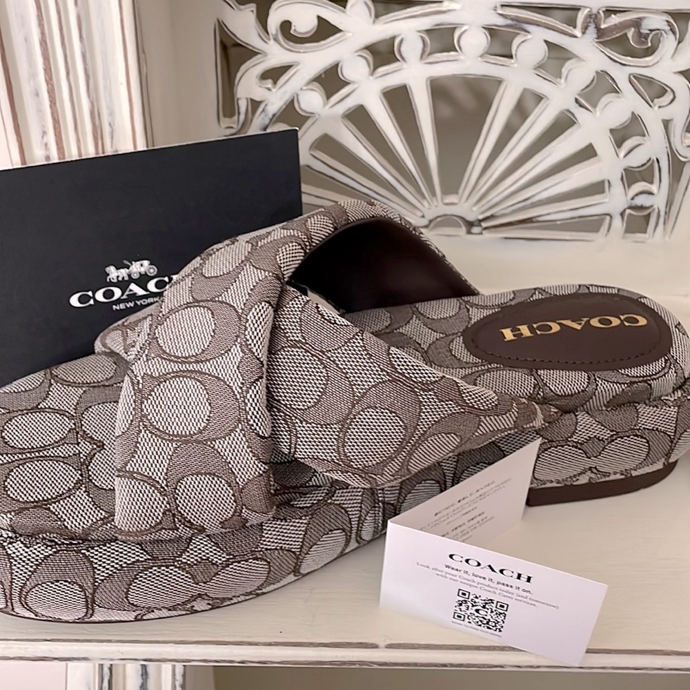 Coach Penelope Signature Logo Jacquard Sandal